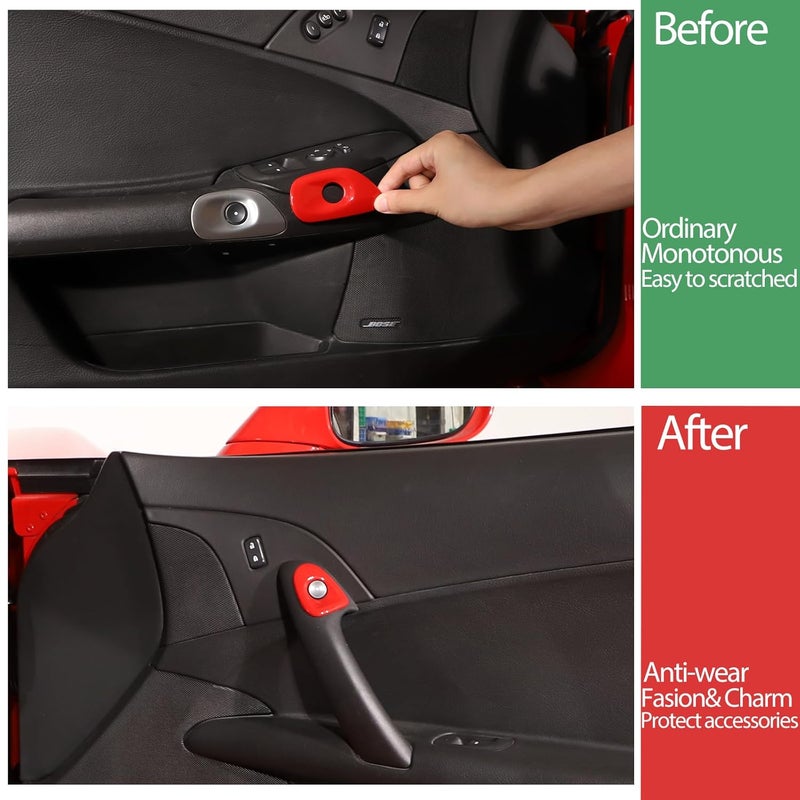 Moittellc Car Door Switch Cover Trim Compatible with Chevy Corvette C6 2005-2013, Interior Door Release Bezel Switch Button Trim Accessories (Sports red) - Image 2